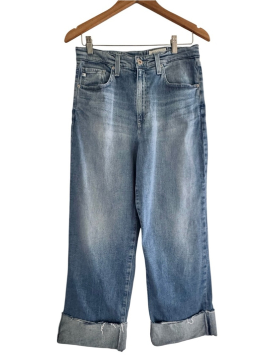 Ag Adriano Goldschmied Denim - ag jeans wide leg high rise light wash cropped denim